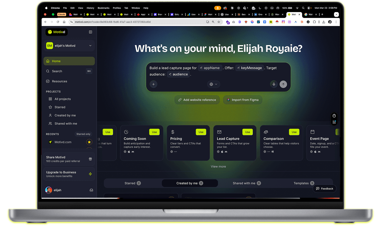 Motivd product preview on laptop