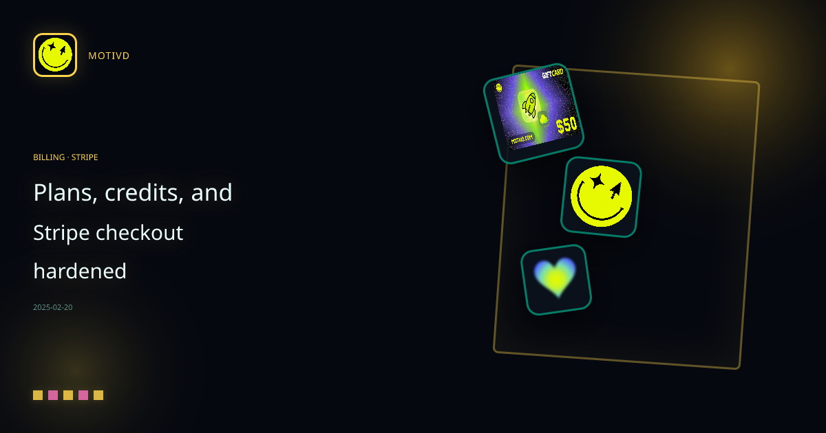 Plans, credits, and Stripe checkout hardened