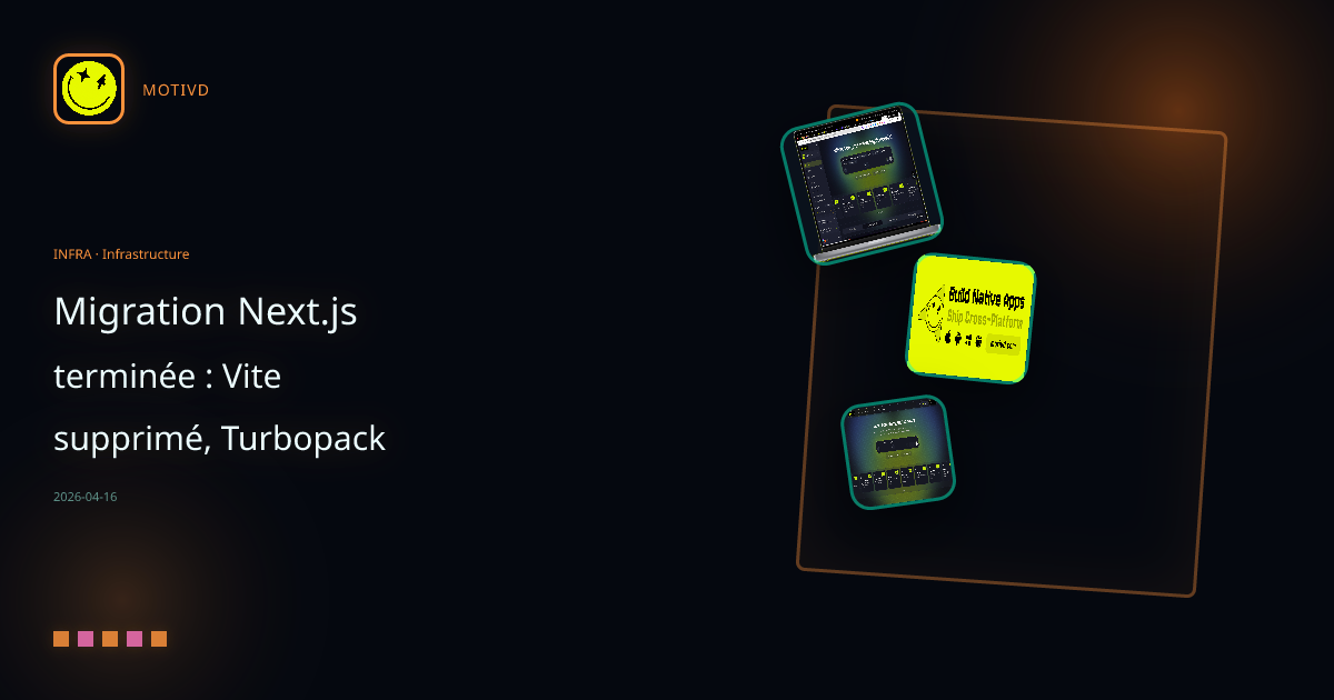 Migration Next.js terminée : Vite supprimé, Turbopack par défaut et quatre nouveaux modèles